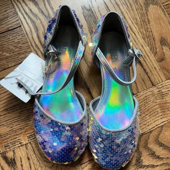 Zara Girls Sequin Shoes with Heels Size 12 - NEW - Picture 3 of 3